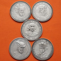 . @OFERTA@ BILBAO 1976 aprox. 5 MEDALLAS DE PLATA SEÑORÍO DE VIZCAYA - PERSONAJES 126,50 gramos 917 Ley 39 mm