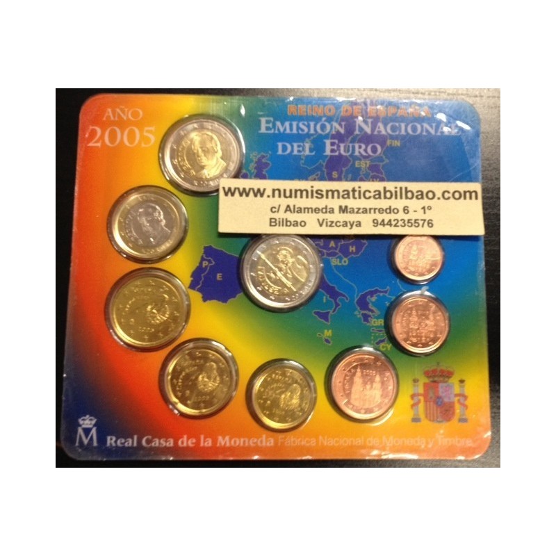 ESPAÑA CARTERA FNMT EURO 2005 BU SET KMS EURO 1+2+5+10+20+50 Centimos 1+2 EUROS + 2 EUROS 2005 QUIJOTE