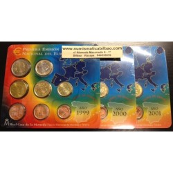 ESPAÑA CARTERA FNMT EURO 1999+2000+2001 BU SET KMS EURO 1+2+5+10+20+50 Centimos 1+2 EUROS