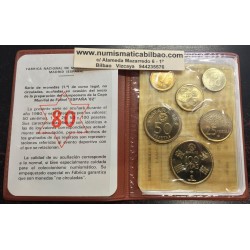 ESPAÑA CARTERA FNMT 1980 PROOF 0,50+1+5+25+50+100 PESETAS 1980 * 80 CAMPEONATO MUNDIAL DE FUTBOL 6 monedas