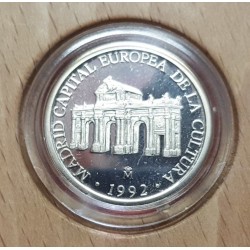ESPAÑA 1 ECU 1992 PUERTA DE ALCALA MADRID CAPITAL EUROPEA DE LA CULTURA MONEDA DE PLATA PROOF ESTUCHE