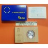 ESPAÑA 1 ECU 1995 LA MARINA ESPAÑOLA BARCO y TIMON MONEDA DE PLATA PROOF ESTUCHE FNMT + PEGATINA