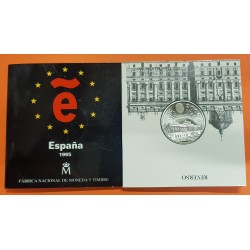ESPAÑA CARTERA FNMT 2000 PESETAS 1995 PALACIO DE ORIENTE DE MADRID MONEDA DE PLATA SC ESTUCHE OFICIAL FNMT