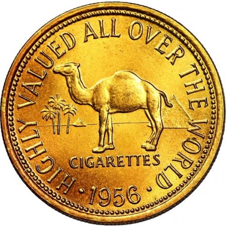. @TOKEN@ ESTADOS UNIDOS 20 CIGARETTES CAMEL Año 1956 CAMELLO MONEDA DE LATÓN SC 30 mm