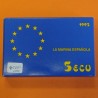 ESPAÑA 5 ECU 1995 LA MARINA ESPAÑOLA GALEON y BARCO ANTIGUO MONEDA DE PLATA PROOF ECUS 1 ONZA ESTUCHE FNMT 5 ECUS 1995