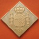 0,72 Onzas LINGOTE DE PLATA PURA y BAÑO DE ORO x ESPAÑA forma de sello 14 PESETAS - ESCUDO NACIONAL - FORMA DE ROMBO