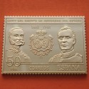 0,79 Onzas LINGOTE DE PLATA PURA y BAÑO DE ORO x ESPAÑA forma de sello 50 PESETAS - REYES JUAN CARLOS I y ALFONSO XIII