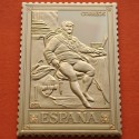 0,71 Onzas LINGOTE DE PLATA PURA y BAÑO DE ORO x ESPAÑA forma de sello 1 PESETA - REY FERNANDO VII ENTRONADO