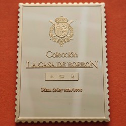 0,71 Onzas LINGOTE DE PLATA PURA y BAÑO DE ORO x ESPAÑA forma de sello 1 PESETA - REY FERNANDO VII ENTRONADO