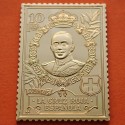0,72 Onzas LINGOTE DE PLATA PURA y BAÑO DE ORO x ESPAÑA forma de sello 10 PESETAS - LA CRUZ ROJA ALFONSO XIII