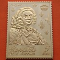 0,79 Onzas LINGOTE DE PLATA PURA y BAÑO DE ORO x ESPAÑA forma de sello 5 PESETAS - REY FELIPE V
