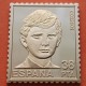0,42 Onzas LINGOTE DE PLATA PURA y BAÑO DE ORO x ESPAÑA forma de sello 38 PESETAS - PRINCIPE FELIPE