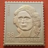 0,42 Onzas LINGOTE DE PLATA PURA y BAÑO DE ORO x ESPAÑA forma de sello 38 PESETAS - INFANTA CRISTINA