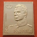 0,64 Onzas LINGOTE DE PLATA PURA y BAÑO DE ORO x ESPAÑA forma de sello 3 PESETAS - REY JUAN CARLOS I