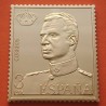 0,64 Onzas LINGOTE DE PLATA PURA y BAÑO DE ORO x ESPAÑA forma de sello 3 PESETAS - REY JUAN CARLOS I