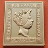 0,35 Onzas LINGOTE DE PLATA PURA y BAÑO DE ORO x ESPAÑA forma de sello 10 REALES 1850 CERTIFICADO ISABEL II