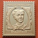 0,35 Onzas LINGOTE DE PLATA PURA y BAÑO DE ORO x ESPAÑA forma de sello 50 CENTIMOS 1876 ALFONSO XII