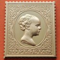 0,35 Onzas LINGOTE DE PLATA PURA y BAÑO DE ORO x ESPAÑA forma de sello 10 PESETAS 1889 PELÓN ALFONSO XIII