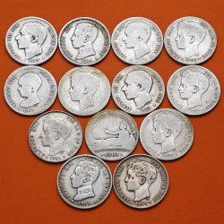 @ARRAS DE MATRIMONIO@ ESPAÑA 1 PESETA 1870 a 1904 ALFONSO XII y XIII - 13 MONEDAS DE PLATA PARA EL DIA DE TU BODA
