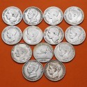 @ARRAS DE MATRIMONIO@ ESPAÑA 1 PESETA 1870 a 1904 ALFONSO XII y XIII - 13 MONEDAS DE PLATA PARA EL DIA DE TU BODA