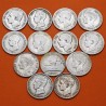 @ARRAS DE MATRIMONIO@ ESPAÑA 1 PESETA 1870 a 1904 ALFONSO XII y XIII - 13 MONEDAS DE PLATA PARA EL DIA DE TU BODA