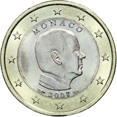1º AÑO DE EMISIÓN x MONACO 1 EURO 2007 REY ALBERTO I MONEDA SC BIMETALICA Principado de Monaco