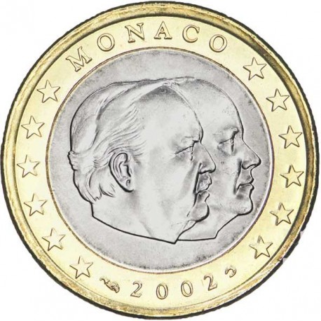 MONACO 1 EURO 2002 PRINCIPE RAINIERO III y ALBERTO MONEDA BIMETALICA SC @ESCASA@