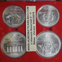 . @4,32 ONZAS PLATA PURA - SILVER SET@ CANADA 5 DOLARES 1974 + 10 DOLARES 1974 OLIMPIADA DE MONTREAL 1976 SC 4 MONEDAS