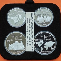 . 4,32 ONZAS PLATA PURA x CANADA 5 DOLARES 1973 + 10 DOLARES 1973 OLIMPIADA DE MONTREAL 1976 PROOF **4 MONEDAS NO ESTUCHE**