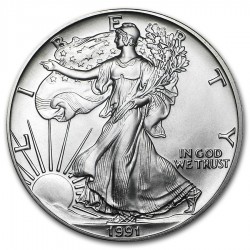 ESTADOS UNIDOS 1 DOLAR 1991 EAGLE LIBERTY MONEDA DE PLATA PURA SC $1 Dollar Coin USA UNITED STATES ONZA OZ OUNCE