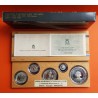 ESPAÑA V CENTENARIO 100+200+500+1000+2000 PESETAS 1989 PLATA PROOF 1ª SERIE 5 VALORES QUINTO ESTUCHE y CERTIFICADO