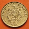 SEYCHELLES 10 CENTAVOS 1982 PEZ YELLOWFIN TUNA y REINA ISABEL II KM.48 MONEDA DE LATON EBC 10 Rupees