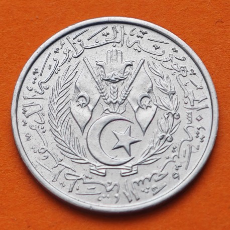 ARGELIA 2 CENTIMOS 1964 MANO DE FÁTIMA y ESCUDO KM.95 MONEDA DE ALUMINIO SC- Algeria Algerie