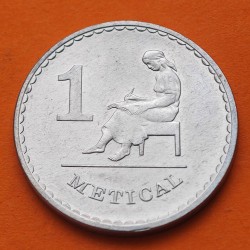 MOZAMBIQUE 1 METICAL 1986 DAMA SENTADA KM.99A MONEDA DE ALUMINIO SC- Mocambique