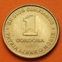 NICARAGUA 1 CORDOBA 1987 SOMBRERO - PATRIA LIBRE o MORIR KM.59 MONEDA DE LATON SC-