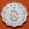 MALTA 5 MILS 1972 CORAL MARINO y VALOR KM.7 MONEDA DE ALUMINIO @LOBULADA@ SC-