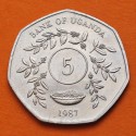 UGANDA 5 SHILLINGS 1987 FRUTOS AFRICANOS KM.27 MONEDA DE NICKEL SC Africa Central Bank Of