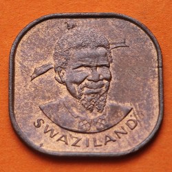 SWAZILANDIA 2 CENTIMOS 1975 AÑO DE LA FAO y MONARCA KM.22 MONEDA DE BRONCE EBC @FORMA CUADRADA@ Africa