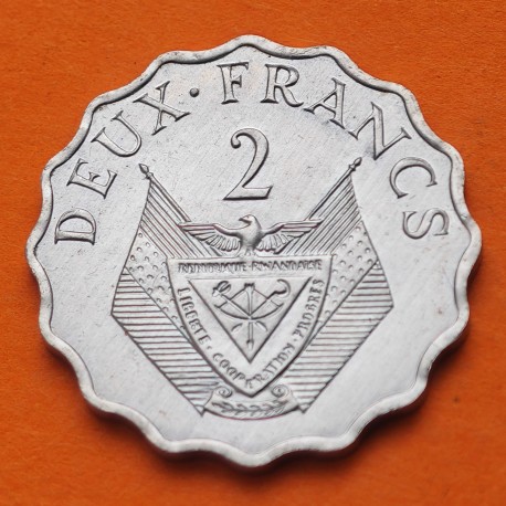 RWANDA 2 FRANCOS 1970 FAO RECOLECCION DE CAFE KM.10 MONEDA DE ALUMINO SC Ruanda 2 Francs BNR