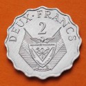 RWANDA 2 FRANCOS 1970 FAO RECOLECCION DE CAFE KM.10 MONEDA DE ALUMINO SC Ruanda 2 Francs BNR