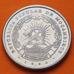 MOZAMBIQUE 2,50 METICAIS 1986 BARCO y GRUA KM.100 MONEDA DE ALUMINIO SC- Republica Portuguesa MOCAMBIQUE