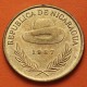 NICARAGUA 5 CORDOBAS 1987 GORRO DE SANDINO LIDER REVOLUCIONARIO KM.60 MONEDA DE LATON EBC
