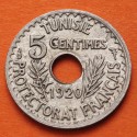 TUNEZ 5 CENTIMOS 1920 PROTECTORADO de FRANCIA KM.242 MONEDA DE NIKEL EBC Tunisia Tunisie