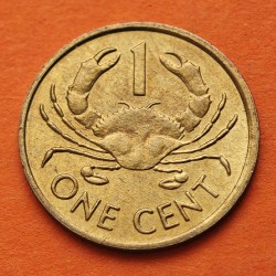 SEYCHELLES 1 CENTAVO 1982 CANGREJO y ESCUDO KM.46 MONEDA DE LATON SC- IMPERFECCIONES 1 Cent