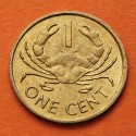 SEYCHELLES 1 CENTAVO 1982 CANGREJO y ESCUDO KM.46 MONEDA DE LATON SC- IMPERFECCIONES 1 Cent