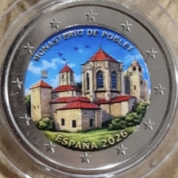 . @014/MAYO Envío@ COLOR Nº 2 - ESPAÑA 2 EUROS 2026 MONASTERIO DE POBLET - UNESCO cápsula MONEDA CONMEMORATIVA