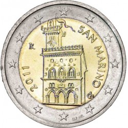 SAN MARINO 2 EUROS 2011 CASA DEL GOBIERNO @Diseño TIPO 1@ SC MONEDA TIPO NORMAL NO CONMEMORATIVA @ESCASA@