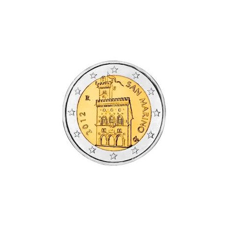 SAN MARINO 2 EUROS 2012 CASA DEL GOBIERNO @Diseño TIPO 1@ SC MONEDA TIPO NORMAL NO CONMEMORATIVA @ESCASA@