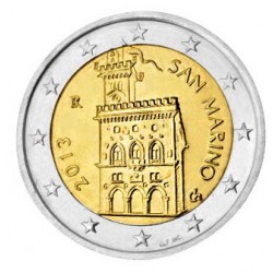 SAN MARINO 2 EUROS 2013 CASA DEL GOBIERNO @Diseño TIPO 1@ SC MONEDA TIPO NORMAL NO CONMEMORATIVA @ESCASA@