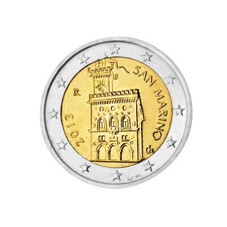 SAN MARINO 2 EUROS 2013 CASA DEL GOBIERNO @Diseño TIPO 1@ SC MONEDA TIPO NORMAL NO CONMEMORATIVA @ESCASA@